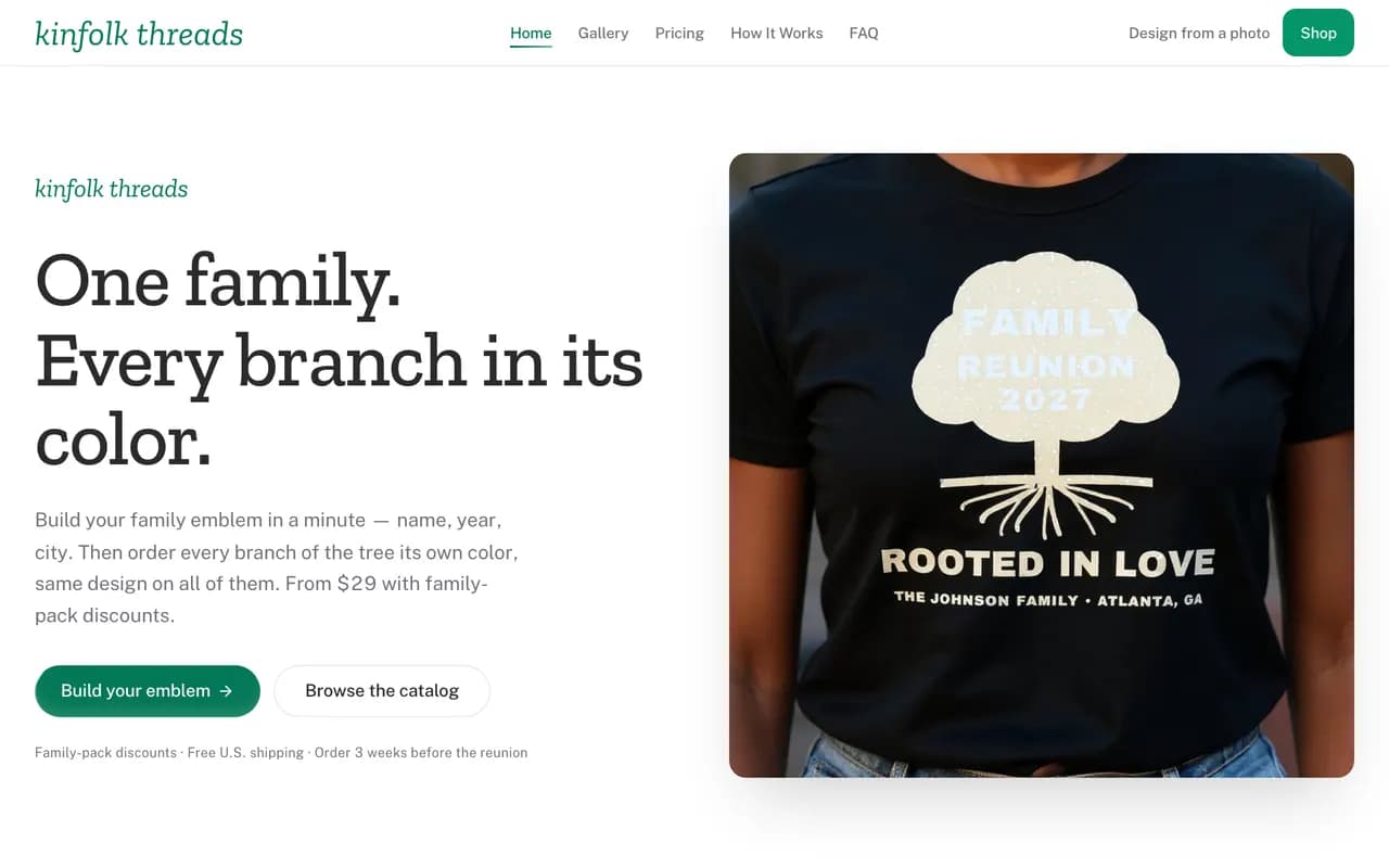 Screenshot of the Kinfolk Threads website